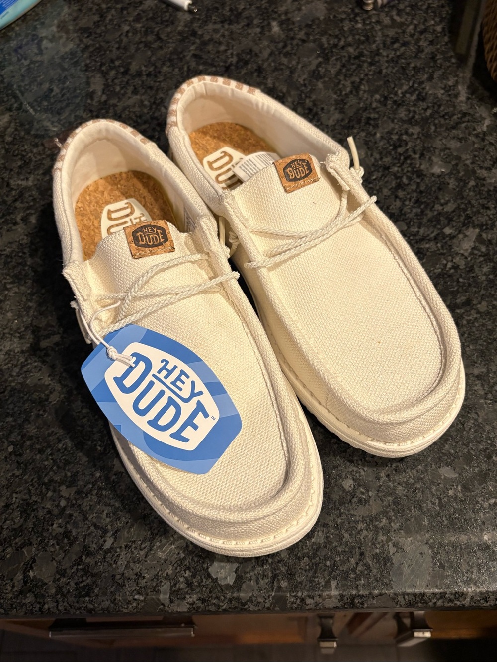 Hey Dude Cream Canvas Slip-On Loafers